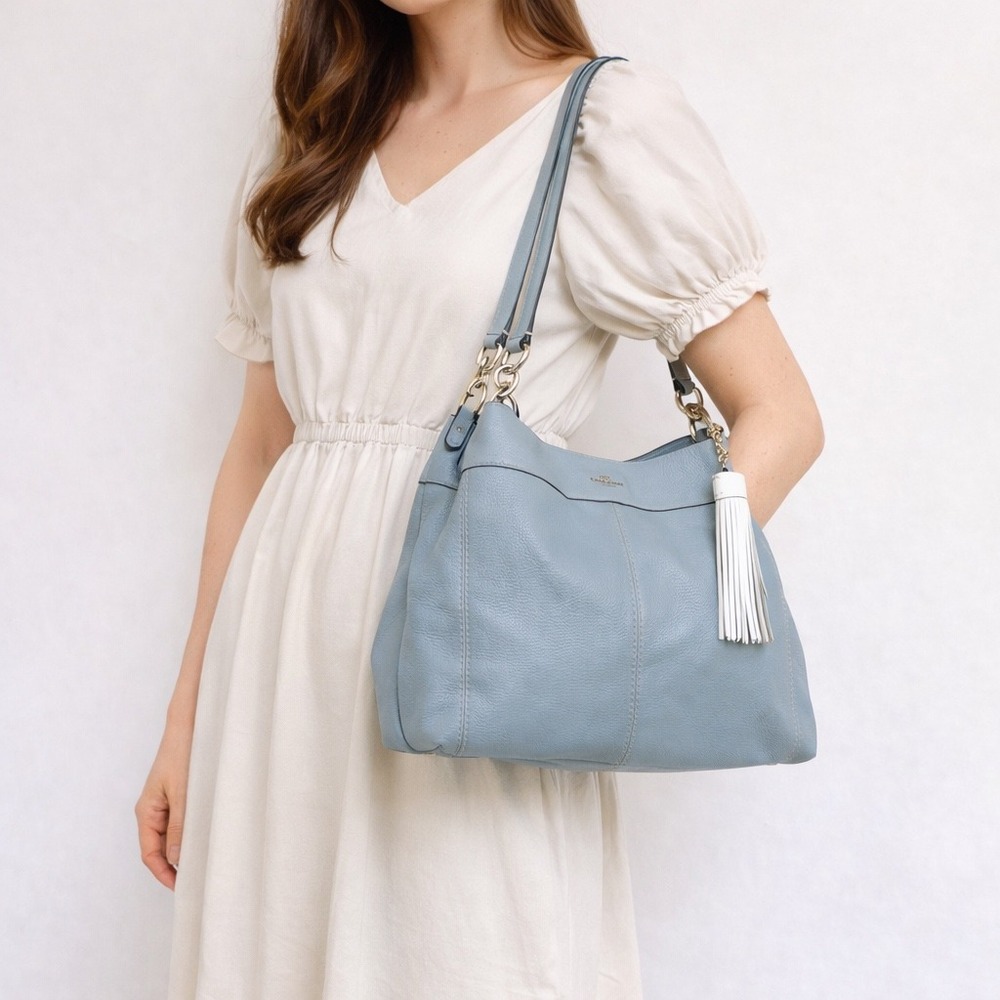 Coach‎ Lexy Shoulder Bag Light Blue Pebbled Leather Hobo F28997 - Picture 2 of 16